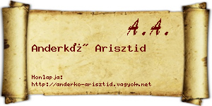 Anderkó Arisztid névjegykártya